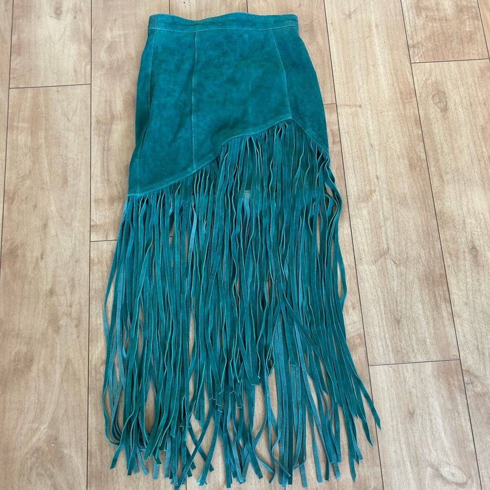 Leather real suede skirt